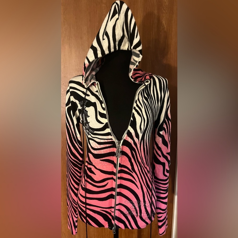 Rare Christian Audiger- Full Zip w/ a metal monogram zipper hoodie (S)